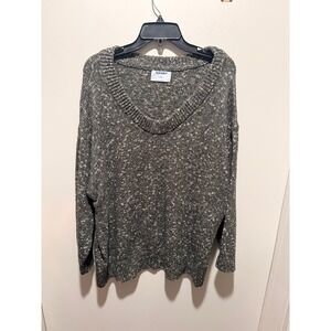 Old Navy Womens 2X Green Marled V-Neck Tunic Sweater Oversized Cotton Blend